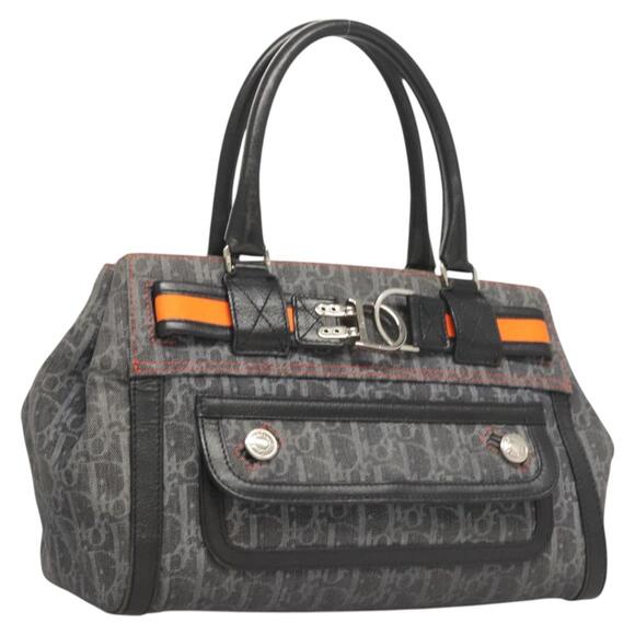 DIOR Trotter Canvas Hand Bag Gray Silver - Picture 1 of 12